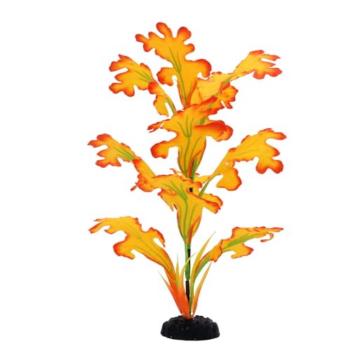 2-Pack 12 Inch Aquarium Silk Aquarium Plants, Artificial Plastic Plant for Small Tank, Goldfish, Fish Hides (Yellow, 12 Inch) - color: Yellow