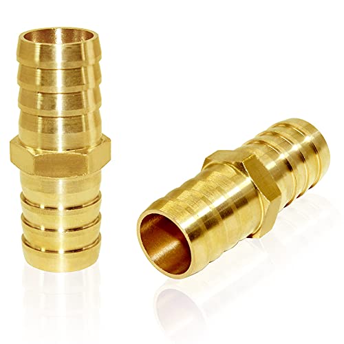 Joywayus 3/4" ID Hose Barb Fitting Hex Union Brass Adapter Water/Fuel/Air (Pack of 5) - size: 0.75 Inch, style: 5PCS