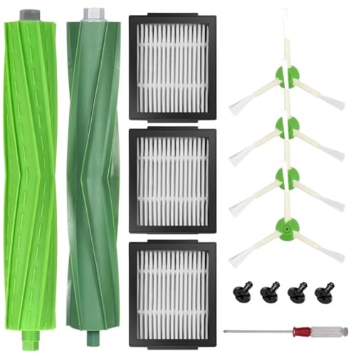 Replacement Parts for iRobot Roomba E/i/j Series i1 i3 i4 i7 i7+ j6+ j7 E5 E6, 1 Set of Multi-Surface Rubber Brushe, 3 Vacuum Filters, 4 Side Brushes - size: 1+3+4