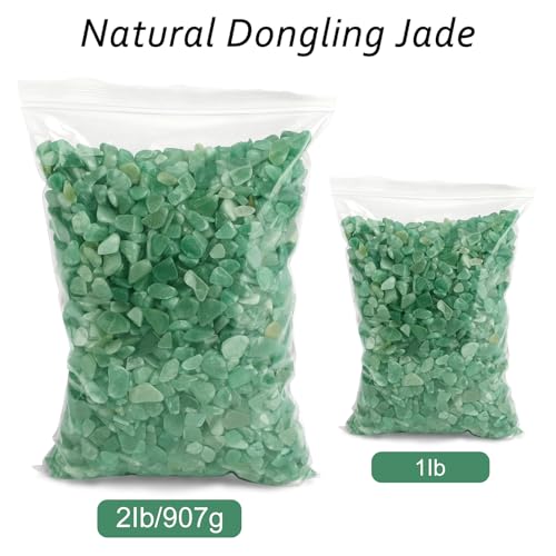 gemshan 2lb Aventurine Quartz Chips Natural Crushed Crystal Chip Bulk 7mm-9mm Tumble Healing Crystal Stone for Aquarium Vase Plant Decoration Jewelry DIY - color: Aventurine