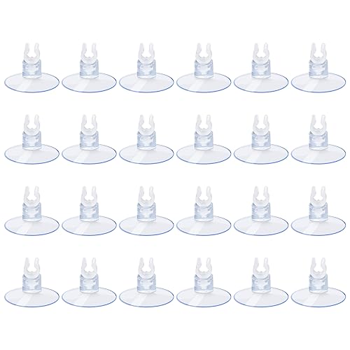 AQUANEAT Aquarium Suction Cups, for Fish Tank Airline Tubing, with Clips 3/16" air Hose Holder, 24pcs (Clear)