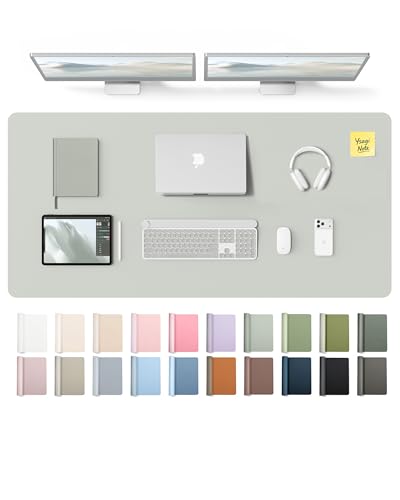 YSAGi Leather Desk Pad Protector, Office Desk Mat, Large Mouse Pad, Non-Slip PU Leather Desk Blotter, Laptop Desk Pad, Waterproof Desk Writing Pad for Office and Home (Light Grey,55" x 24") - color: Light Grey, size: 55" x 24"