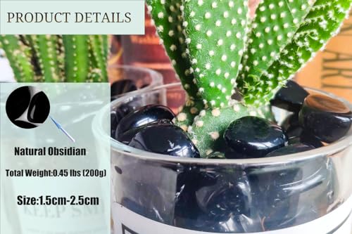 DUQGUHO Black Obsidian Natural Healing Crystals Set - Polished Tumbled Crystal Stones Bulk Irregular Pebble Stones Rocks 0.45 lbs - color: 07 Black Obsidian