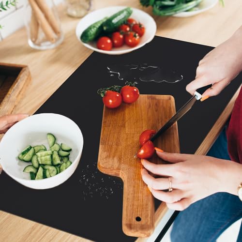 Silicone Mat for Kitchen Counter, Silicone Mat Trimable to Size (Black, 23.6×15.7inch-2PCS), BPA-Free Silicone Placemat, Heat-Resistant NonSlip Table Mat for Air Fryer, Countertop Protector Mat - color: Black, size: (L - 23.6''x 15.7‘’x 0.05'')