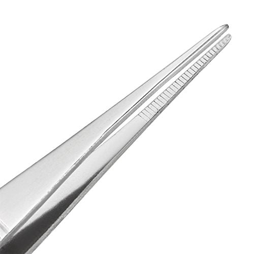 uxcell 5 Pcs 5-Inch Stainless Steel Straight Pointed Tweezers with Serrated Tip - size: 5 Inch, Straight Pointed