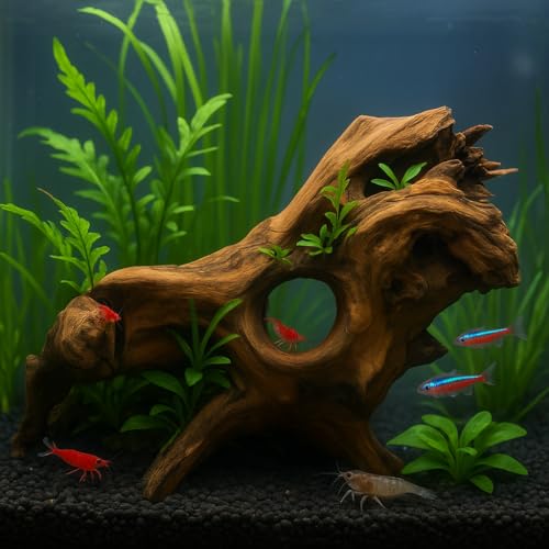 emours Porous Natural Driftwood for Aquarium, Aquascaping Driftwood with Holes, Hand-Selected Tunnels & Hideouts, Aquascaping Hardscape, Terrarium Reptile Décor, No Paint or Resin (8-12" (20-30 cm)) - size: 8-12" (20-30 cm)