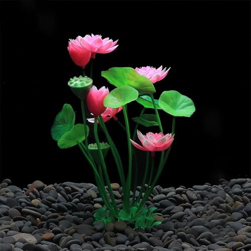 1pc Pink Artificial Water Plants,Plastic Lotus Fish Tank Ornament,Aquatics Grass Flower Simulation Wedding Favors,Plastic Plants for Party Fish and Aquatic Pets,Aquarium Décor