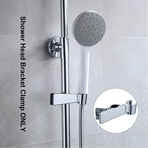 Universal Adjustable Shower Bracket, Biveah Brass Shower Head Clamp Holder for 20-25MM O.D Shower Slide Bar, Chrome, KZS010C - color: Chrome
