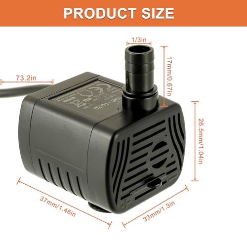 Cat Water Fountain Pump Mini fish tank pump Crafts Plant Micro Water Pump Pet Water Fountain Pump Replacement Pump USB-1020 3.5-9V,Black
