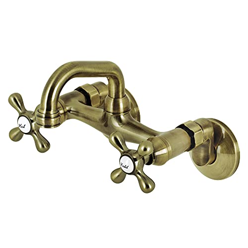 Kingston Brass KS212AB Kingston Two-Handle 2-Hole Wall Mount Bar Faucet in Antique Brass - color: Antique Brass