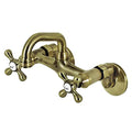 Kingston Brass KS212AB Kingston Two-Handle 2-Hole Wall Mount Bar Faucet in Antique Brass - color: Antique Brass