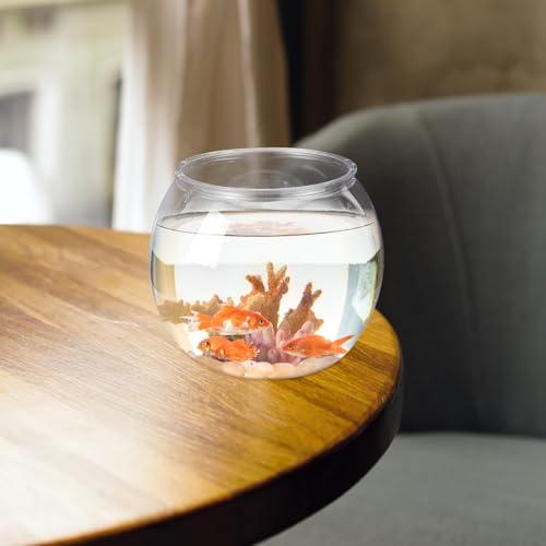 Mipcase Unbreakable Transparent Plastic Fish Tank Globe 5.90In Round Desktop Fish Bowl Aquarium Decor for Home Office Tabletop - size: 15x13cm