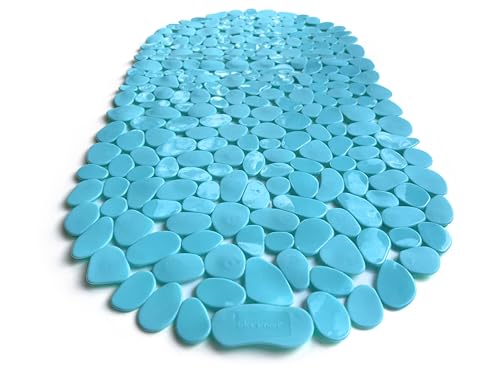 “Pebbles” Non-Slip Bathtub & Shower Mat 27”x14” Oval - Non-Toxic - Safe, Clean, Machine-Washable, Superior Grip & Drainage, Vinyl, for Smooth Floors ONLY, Opaque Aqua - color: Opaque Aqua (Blue-green), size: 27" x 14" (Oval)