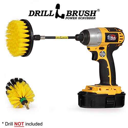 Bathroom Accessories - Cleaning Supplies - Drill Brush - Grout Cleaner - Shower Cleaner - Scrub Brush for Shower - Tile Cleaning Brush - Bathroom Cleaning Tools - Drill Brush Attachment Set - Bathtub - color: Yellow