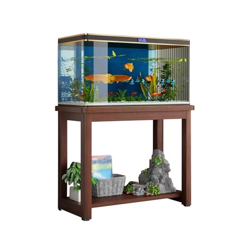 Fish Tank Stand,2-Tier Oak Wood Fish Stand & Reptile Holder - Heavy-Duty Display Rack & Storage Cabinet for Home Decor, Turtle Table, and Room Organization - color: B, size: 60x30cm(23 5/8"x11 3/4")