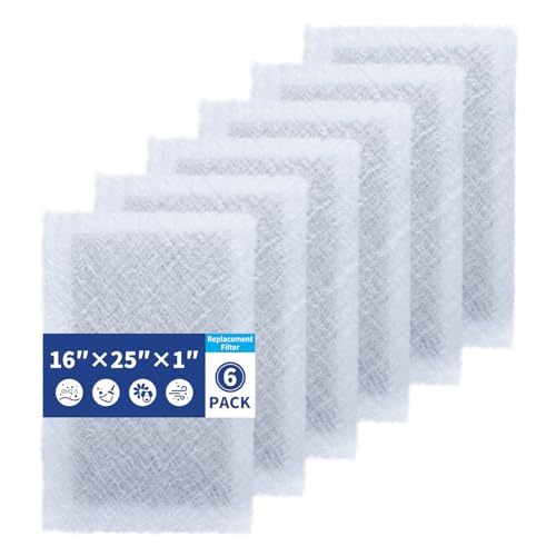 16x25 Replacement Filter Pads Compatible with SolaceAir Pristine Dynamic Air Cleaner 16x25x1 Carbon & Electrostatic Media White (6 Pack)