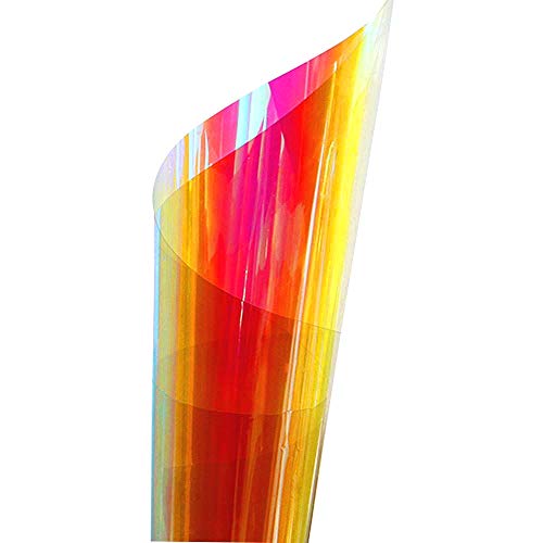 Holographic Decorative Iridescent Window Film Adhesive Glass Film Chameleon Rainbow Effect for Home Decal DIY Christmas Party Decoration Sticker, 24Inch x 33Feet, Warm Color - color: Warm Color, size: 24Inch x 33Feet
