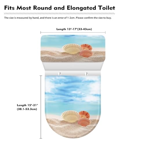 Toilet Seat Lid Cover Pack of 2, for Home Indoor Bathroom Decor, Toilet Tank Lid Cover Replacement with Stretch Edges Fits for Most Toilet Tanks & Lids, Sand Beach Seashell - color: Sand Beach Seashell