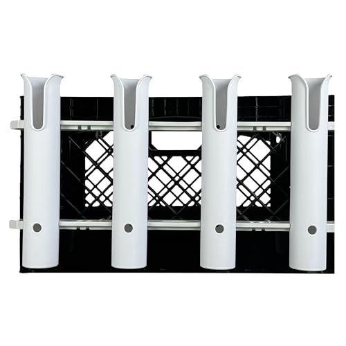 HiUmi Wall Mounted Fishing Rod Holders Tubes Links Fishing Rod Holder Rack Rests (4-Pole-White) - color: 4-pole-white