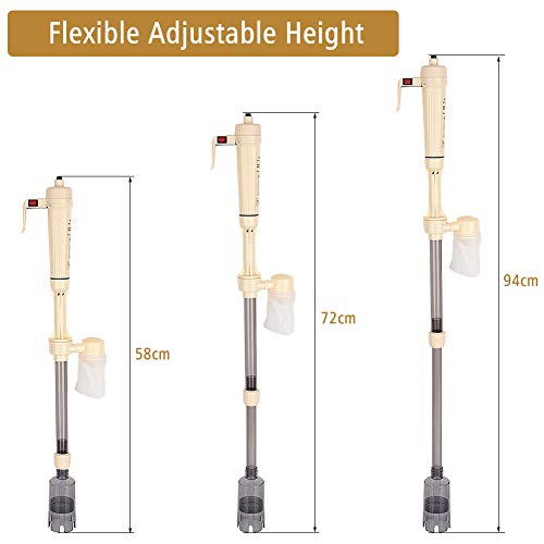 Ejoyous Aquarium Gravel Cleaner, Electric Automatic Fish Gravel Vacuum Cleaning Battery Operated Siphon Pump Water Changer for Fish