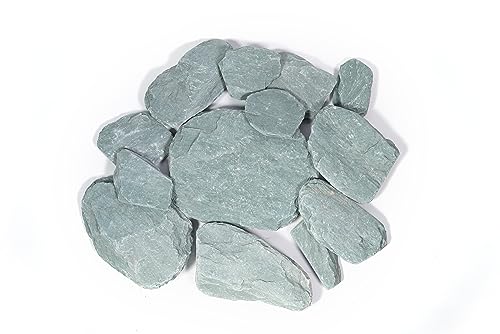 LANDEN River Slate Stone Natural Rocks(18lbs, 3~9 inches,13pcs) for Aquariums, paludariums, Terrariums, Reptile, and Amphibian Enclosures Decorative of Stream's Caves and Caverns - size: 15 River Slate Stone(3-9 inches,18lbs)