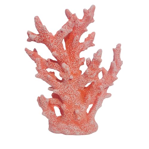 Etlemonde Beach Coastal Decor Coral Reef Home Decor Statue Sculpture Home,Desk,Bathroom,Desktop Shelf Statue,Marine Themed Gifts (Red Orange Coral) - color: Red Orange