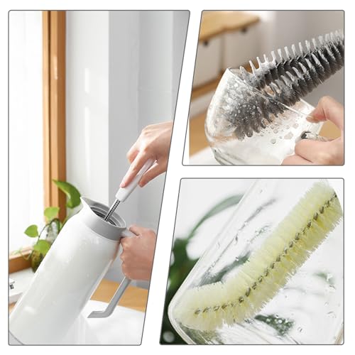 2-Pack 16 inches Long Handle Bottle Cleaning Brushes - Ideal for Coffee Glasses, Pots, Milk Cups, Mugs, Wine Bottles, and Baby Bottles (Black)