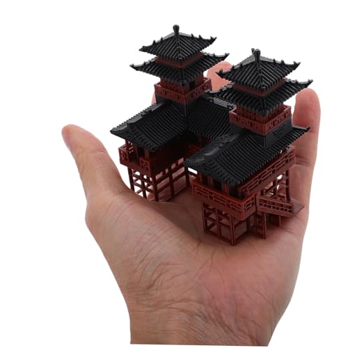 Unomor Artistic Mini Pavilion Ornament Chinese Traditional Architecture Bonsai Fish Tank Decor