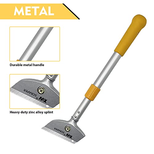 Razor Blade Scraper with Adjustable Handle, 23" Long Handle Heavy Duty Floor Scraper, Extra 10 PCS Blades Included