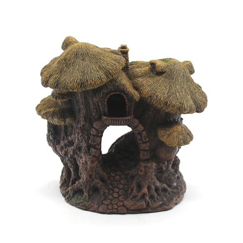 Fish Tank Decorations Hideaway Cave, Fish Tank House Accessories for Amphibians, Goldfish, Shrimp, Conch