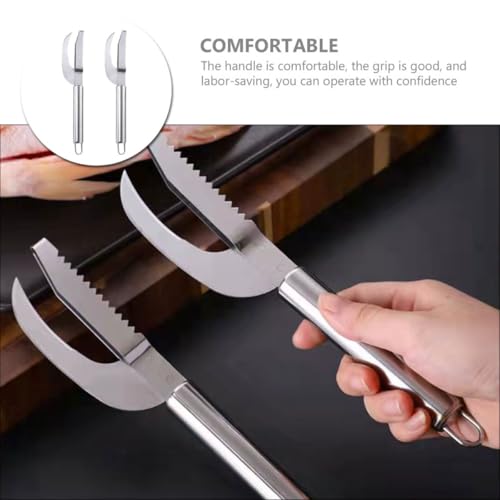minkissy 2pcs Stainless Steel Fish Scale Remover and Belly Opener Tool Set Multi-use Reusable Seafood Cleaning Kitchen Gadgets for Home Cooking