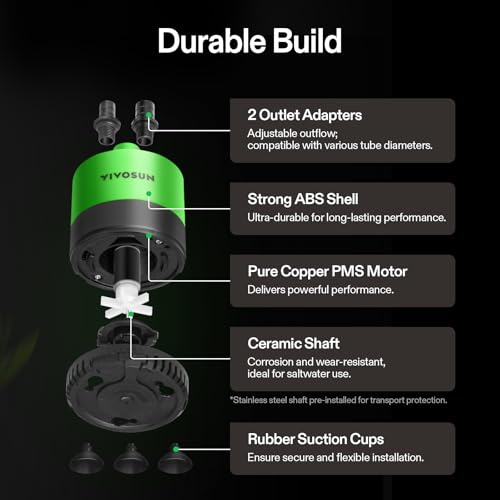 VIVOSUN 400 GPH 20W Submersible Water Pump, with Adjustable Water Flow, 4.9 ft Tubing, Additional Ceramic Shaft, and Outlet Adapters, for Fish Tanks, Aquariums, Hydroponics, Fountains - size: 400 GPH