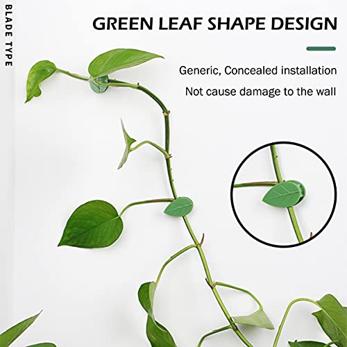 LUCKJUJU 60 Pcs Plant Climbing Wall Fixture Clips Self-Adhesive Hook Vines Traction Clips Invisible Holder Garden Green Leaf Simulation Self-Adhesive Hook Wire Fixing Supporting - color: 60Pcs-Leaf Shaped
