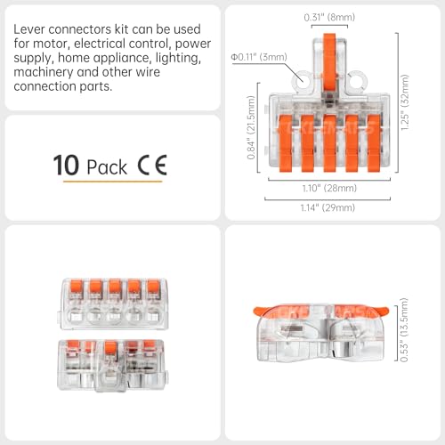 10Pcs Mini Electrical Wire Connectors, DIY Splicing into 4/6/8/9/10 Way Quick Connector Terminal Blocks (1 in 5 Out, PC) - style: 1 in 5 out, PC