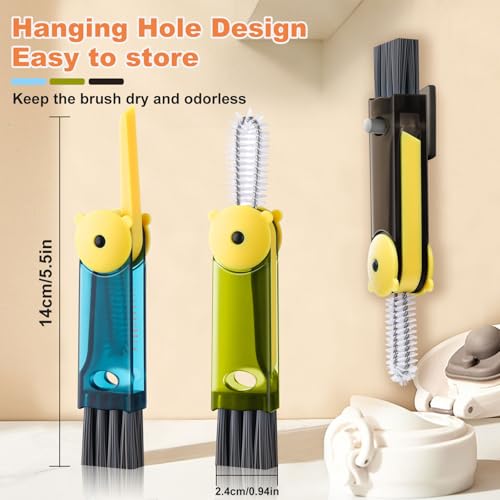 3 in 1 Cup Lid Cleaning Brush, Portable Gap Cleaner Brush - Multifunctional Bottle Cleaning Brush for Bottle Gap/Tight Spaces/Travel Bottle Lid, Home Kitchen Crevice Brush Tools, 3 PCS - color: Grey Green Blue