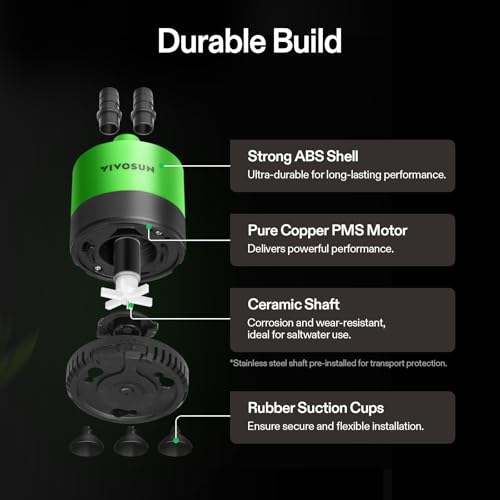 VIVOSUN 210 GPH 10W Submersible Water Pump, with Adjustable Water Flow, 4.9ft Tubing, Additional Ceramic Shaft, and Outlet Adapters, for Fish Tanks, Aquariums, Hydroponics, Fountains - size: 210 GPH
