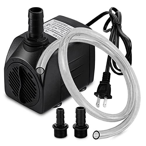 PULACO 400GPH Submersible Pump with 5 ft Tubing, (1500L/H 25W) durable fountain water pump for Pond Fountain, Aquariums Fish Tank, Statuary, Hydroponics - size: 400 GPH