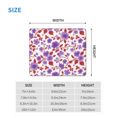 Red Purple Flower Gaming Mouse Pad Anti-Slip Rubber Base Square Mouse Mat for Office Computer Mousepad 10 X 12 Inch - color: Red Purple Flower, size: 12L x 10W inches