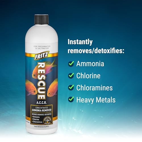 Fritz Aquatics ACCR Water Conditioner Instantly Removes Toxic Ammonia/Chlorine & Chloramines for Fresh & Salt Water Aquariums (16-Ounce) - size: 16 oz