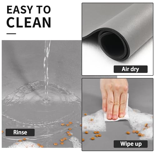 HotLive Dog Food Mat - Absorbent Cat Mat for Food and Water, No Stains Pet Feeding Bowl Mat, Easy to Clean Pet Placemats, Quick Dry Dog Water Dispenser Mat for Messy Drinkers | Paw Grey 12"x 19" - color: Paw Grey, size: 12"x19"