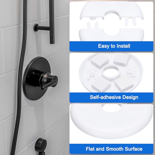 uxcell 4pcs Wall Split Flange 80mm / 3.1" OD Escutcheon Plate ABS Round Self-Adhesive Plumbing Cover Plates for 22mm / 0.9" Dia Water Pipe Faucet Decoration Accessories, White - color: White, size: 22mm