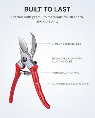 Fondwell 8.5" Bypass Pruning Shears for Gardening: Heavy Duty Garden Clippers Hand Pruners of High Cutting Efficiency - style: 8.5" Bypass