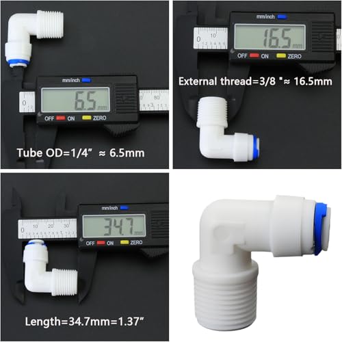3/8"M to 1/4" Tube Elbow Push-Fit Adapter, 5 Pcs | Quick-connect adapter for RO reverse osmosis water filter systems, beverage dispensers & water purifiers. - size: 3/8"MPT to 1/4" QC Elbow Adapter