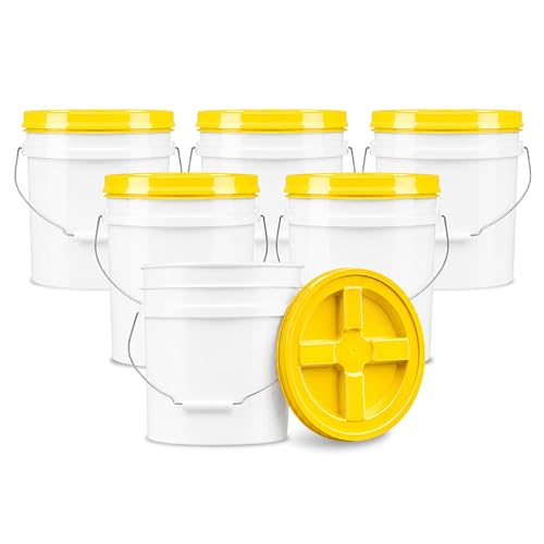 ePackageSupply 3.5 Gallon Bucket with Lid - Food Grade Bucket with Airtight Gamma Seal Screw-On Lid, 90 Mil Heavy Duty HDPE Plastic, BPA Free, for Bulk Food Storage, Made in USA - Yellow, 6 Packs - color: Yellow, size: 6 Packs