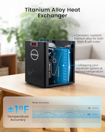 BAOSHISHAN 1/13 HP Aquarium Chiller 26 Gallon 100L Water Cooling System | Upgrade Durable Pump and Tubing, Quiet Compressor Refrigeration, Precise Cooling for Axolotl Fish and Reef Tanks - size: 100L