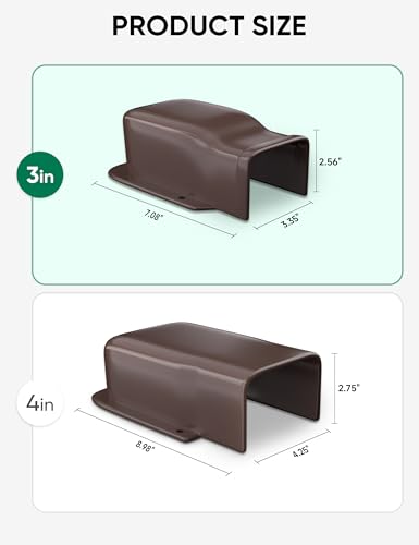 3" Entry Wall Cover Line Cover Set Parts PVC Accessory for Decorative for Ductless Mini Split, Central AC and Heat Pumps, Brown - color: Brown, size: 3 inch