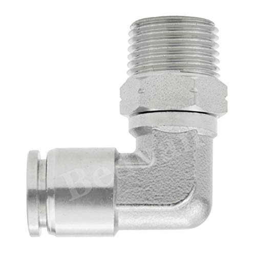 Beduan Push to Connect Fitting Elbow, 3/8" Tube OD x 3/8" NPT Male 90 Degree Elbow Adapter 304 Stainless Steel Air Union Fitting - size: 3/8"Tube OD-3/8"NPT, style: 1Pc