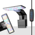 Mini Clip-On Aquarium Light 7W USB Dimmable Fish Tank Lamp with 3 Light Modes (Full Spectrum/White/RGB), 9-Level Brightness, Compact LED Light for 1–3 Gallon Aquariums (Adapter Not Included) - color: Black