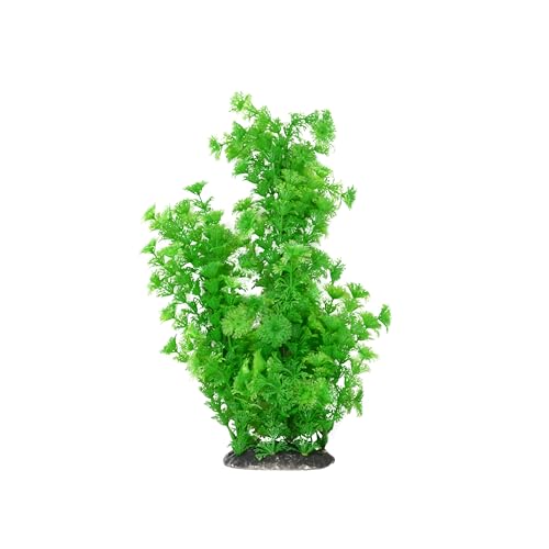 CNZ Aquarium Plastic Plant Decoration w Ceramic Base Medium 15-inch, Green