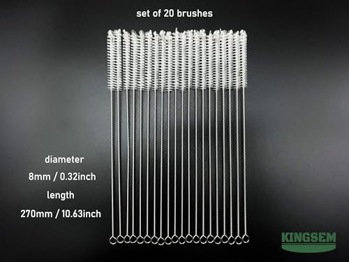 20PCS Straw Cleaner Brush kit, Straw Brush of 8mm-10.6 inch for Water Bottle Sippy Cup with Straw, Glass Straw,Piper Cleaning, Tubes Cleaning Like Filter and Sink Drain Hair Remover - size: Hairy top